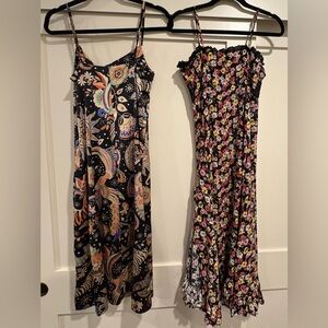 Forever 21 Black Floral and Paisley Midi Dresses